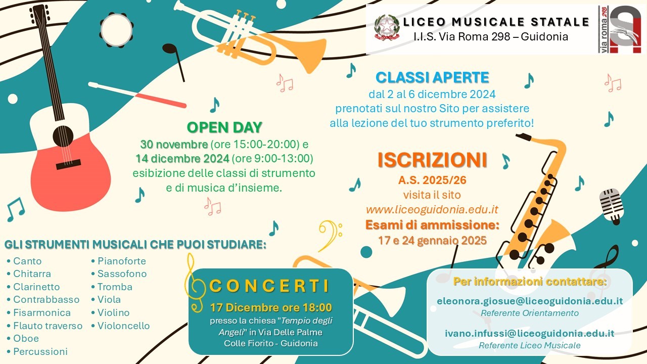 Open Day al Liceo Musicale I.I.S. Via Roma 298